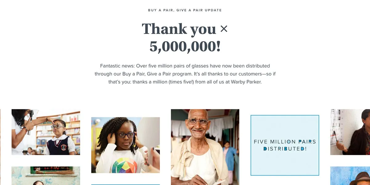 Buy a pair, Give a pair - Warby Parker