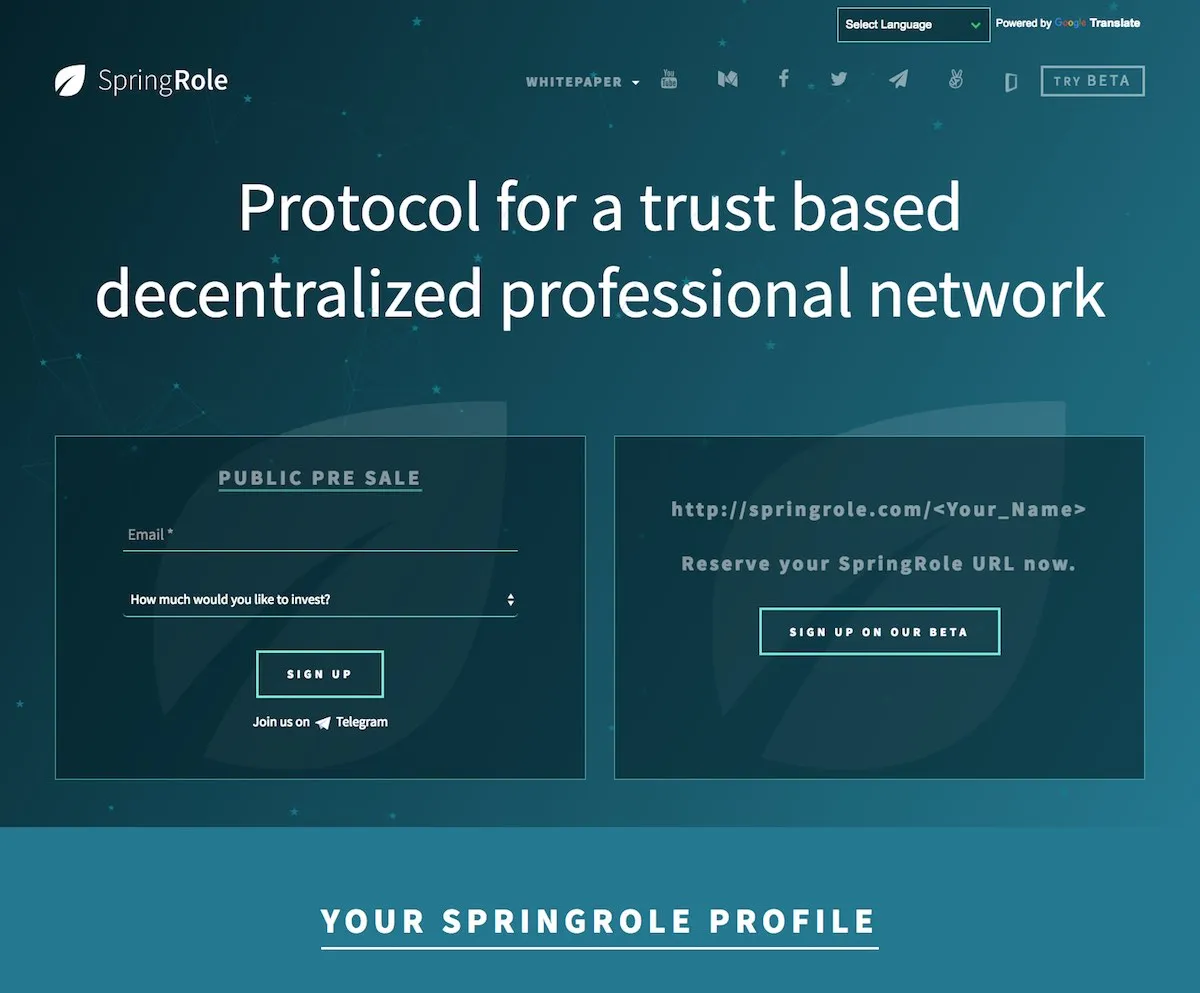 SpringRole is the first professional reputation network powered by artificial intelligence and blockchain