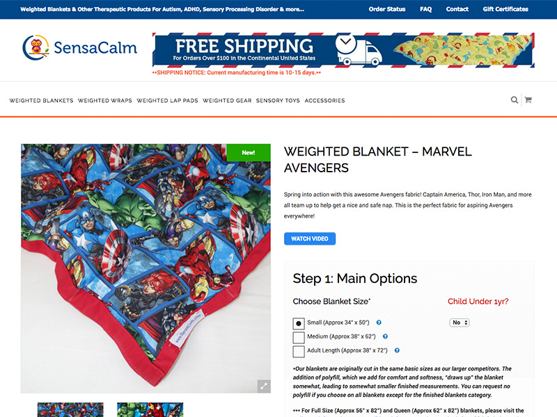 sensacalm ecommerce website