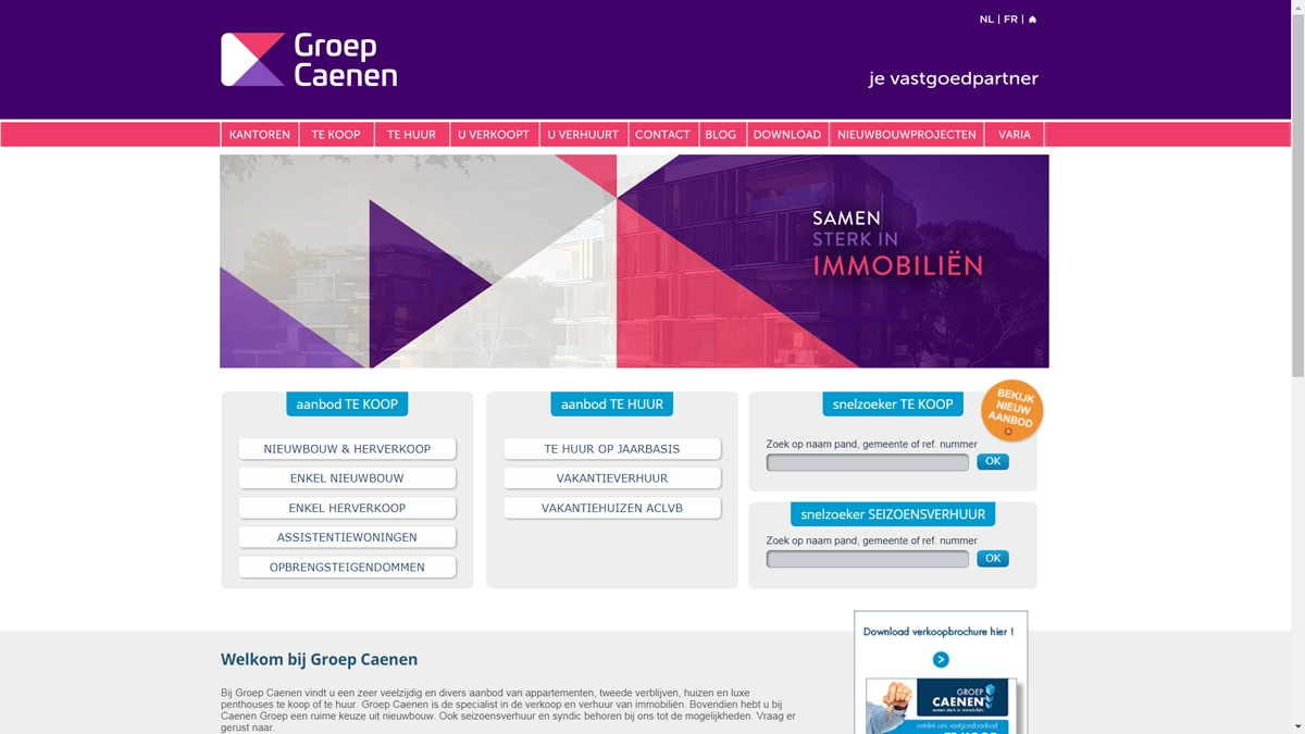 Groep Caenen website homepage design